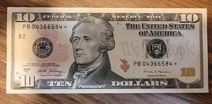 NEW $10 STAR NOTE Uncirculated TEN Dollar Bill Series 2017A ONE STAR NOTE - Picture 1 of 4