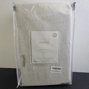 (S7)VISION HOME PANEL Natural Pinch Pleated Full Blackout Curtains Linen Blended - Picture 1 of 8