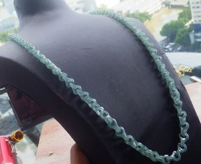 Collar de hueso de dragón con cuentas de jadeíta JADE 29 pulgadas certificado por video 712595 Foto 1 de 4