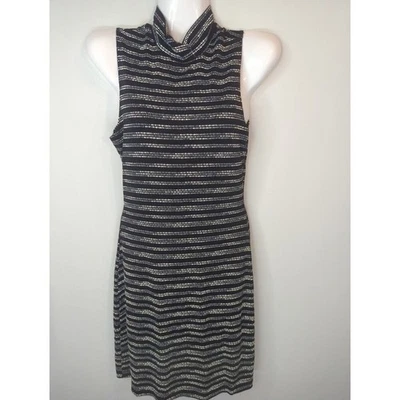 X.O.X.O. Mini Vestido Mock Cuello Multicolor Rayas Cambio Mujer MED NUEVO CON ETIQUETAS Retro Pinup Foto 1 de 4