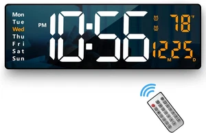 Digital Wall Clock Large Display, 16.2 Inch Orange LED Digital Clock with Remote - Picture 1 of 12