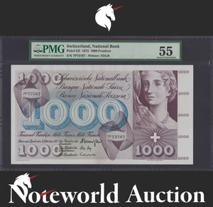 Switzerland National Bank 1000 Franken 1973 P 521 Rare AU PMG 55 - Picture 1 of 4