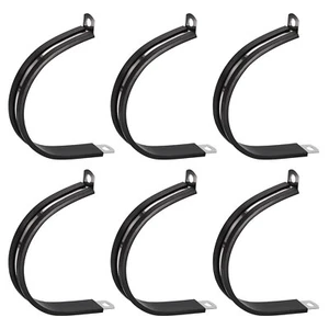 6Pcs 2-3/8" Cable Clamp R Shape Stainless Steel Rubber Cushioned Pipe Strap - Picture 1 of 5