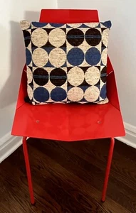 Cojín Geométrico Mid Century Diseño Círculo Azul Marrón - Imagen 1 de 12