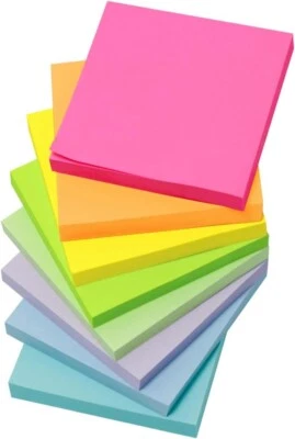 Neon Colour Notes Remove It Sticky Post Notes Pad 75x75mm (3x3") pads of 140 - Image 1 of 4
