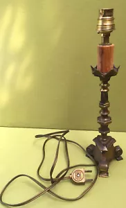 KERZENHALTER 23cm5 BRONZE ELEKTRIFIZIERT LAMPENMONTIERT - Bild 1 von 5