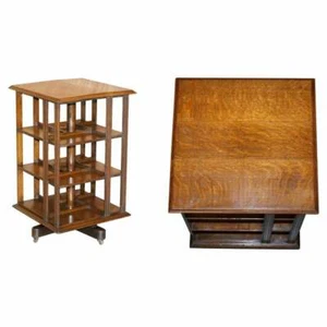 LARGE CIRCA 1880 ANTIQUE VICTORIAN ENGLISH OAK REVOLVING BOOKCASE BOOK TABLE - Picture 1 of 8