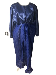 Authentic Embroidered Satin Lace Long Dress Women - Picture 1 of 4