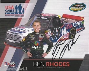 SIGNED 2016 BEN RHODES "USA CARES THORSPORT" #41 NASCAR TRUCK SERIES POSTCARD - Picture 1 of 1