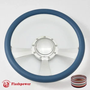 14" Billet Steering Wheels Blue Half Wrap Buick Cadillac Pontiac GTO Firebird - Picture 1 of 10