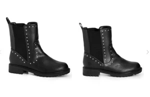 CITY CHIC wide fit stud "MINKE" bootie ankle boot black leather look 41 10 - Picture 1 of 4