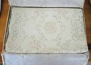 Mantel vintage Seranton PRINCEDALE marfil con caja ~ 54" x 72" ~ - Imagen 1 de 14