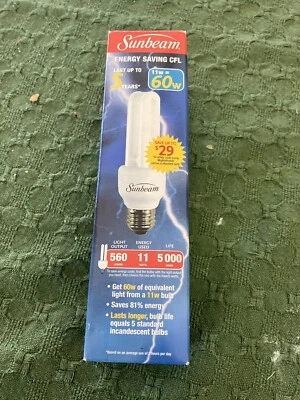 Bombilla fluorescente compacta de ahorro de energía Mighty Bulb Sunbeam 560 lúmenes NUEVA. DWK Foto 1 de 4