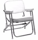 Seachoice 78501 Folding Deck Chair (1" Anodized Aluminum) White Vinyl Marine