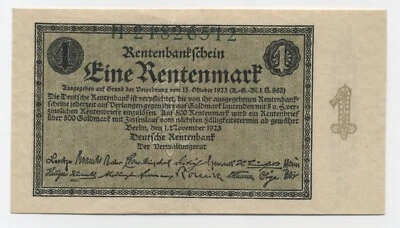 Germany 1 Rentenmarck 1-11-1923 Pick 161 XF+ Circulated Banknote Ref 12 - Image 1 of 2