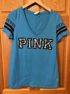 CE26 Victorias Secret ROSA Lentellera Camiseta Bling Logotipo Mujer Pequeña - Imagen 1 de 3