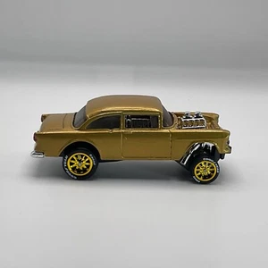 Hot Wheels '55 Chevy Bel Air Gasser in GOLD mit Real Riders (CUSTOM) - Bild 1 von 5