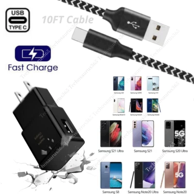 10FT USB C Fast Charger Cable Type C Charging Cord Adapter For Samsung S8 S9 S10 - Image 1 of 4