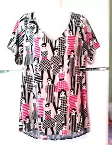 NEW WOMEN'S LULAROE CHRISTY T GRAY WOMEN DRESSES SUNGLASSES V-NECK TOP SIZE L - Picture 1 of 4