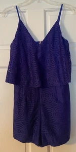 LILLY PULITZER Caia Romper Size 2 Blue Lace Adjustable Strap Layered Women’s - Picture 1 of 6