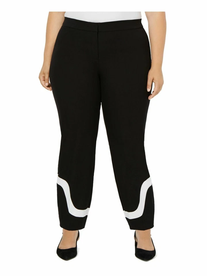 Alfani Womens Black Ponte Colorblock Ankle Pants Trousers Plus 24w BHFO 9170