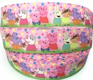 PEPPA PIG Grosgrain Ribbon 1 inch (25mm) width, for craft, hair, cake deco etc - Picture 1 of 2