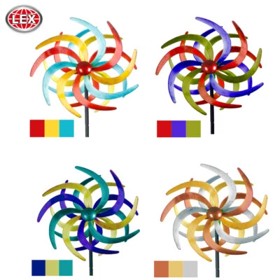 Metall Doppel Windrad 140x38cm Windspiel Gartendeko Balkon Terrasse Farbauswahl - Bild 1 von 4