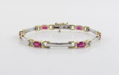  14k Yellow And White Gold Diamond Ruby Bracelet 7 Inches 3.24 carats - Image 1 of 4