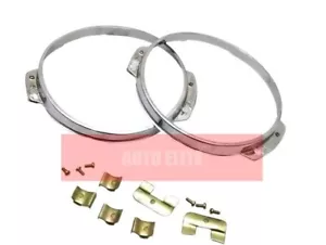 Headlight Head Lamp Chrome Bezel Ring Rim Set For Suzuki Samurai Gypsy - Foto 1 di 6