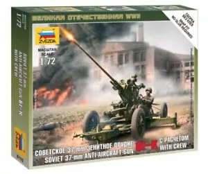 Soviet 37 mm. Anti-Aircraft Gun AA-Gun Type 61k Plastic Kit 1:72 Model ZVEZDA - Foto 1 di 1