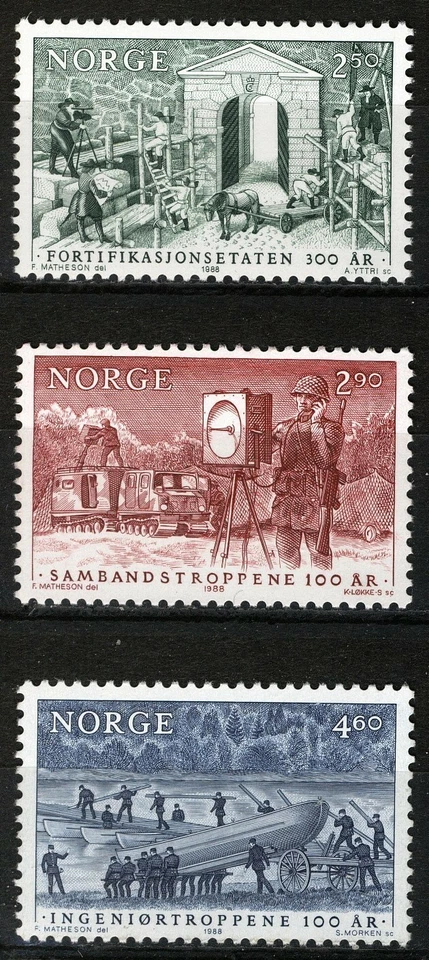 Norway 1988, NK 1040-42, Military anniversaries set VF MNH, Mi 992-94 - Image 1 of 1