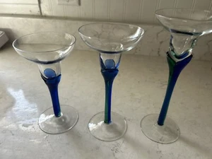 Luigi Bormioli Wine Tulip Glasses (3) Blue hand blown - Picture 1 of 8