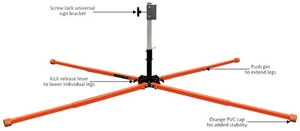 OrangeGear® Compact Steel Kick Release 41" Extendable Legs Traffic Sign Stand - Picture 1 of 7