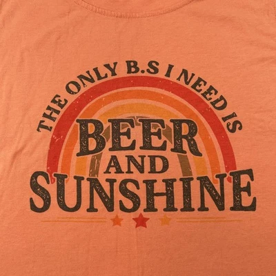 Camisa Beer And Sunshine Mujer XL Naranja Sin Mangas Tanque Gráfico Retro Divertida Foto 1 de 4