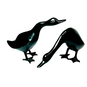 Vintage Pair Cast Iron and Metal Geese Ducks Sculpture Figurines Set of 2 7.5" - Picture 1 of 11