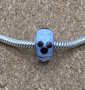 Echt 925 Sterlingsilber Disney Mickey Mouse blau schwarz Murano Charm Perle - Bild 1 von 3
