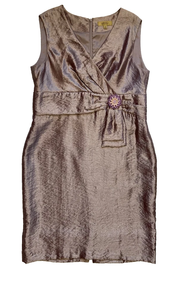 Vestido Vaina Adelgazante Kasper Talla 16 Púrpura Fiesta Boda Sin Mangas Cuello en V Foto 1 de 4