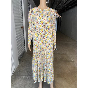 Boden Floral Print Maxi Dress Long Sleeve Multicolor US 10R Womens Large - Picture 1 of 9