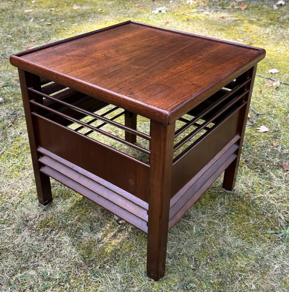 Vintage Mid Century Modern Mahogany End Table Hassock Ottoman for Diehl Fan - Image 1 of 4