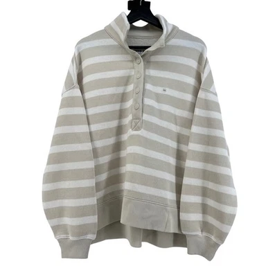 Sudadera Pullover American Eagle Rayas Botón Cuello Simulado XS Foto 1 de 4