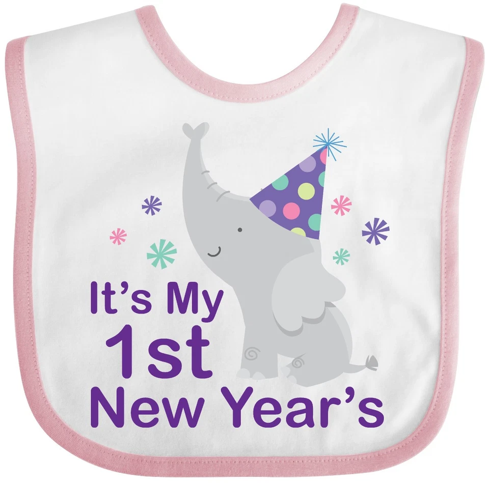 Inktastic It's My 1st Año Nuevo Elefante Bebé Babero Bebé Día Año Lindo Vacaciones Foto 1 de 1