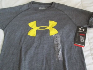 BRAND NEW Boys UNDER ARMOUR Gray w/ Yellow Big UA Logo YSMALL 8 FREE SHIP - Picture 1 of 4