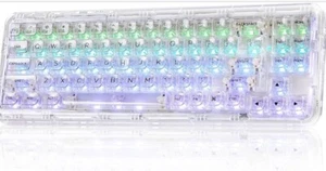 Teclado mecánico YUNZII X71 68% teclas transparentes RGB blanco cristal intercambiable - Imagen 1 de 6