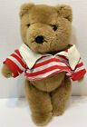 Vintage Applause 1984 Plush Jointed Teddy Bear Rugby Red White Striped Shirt 12"