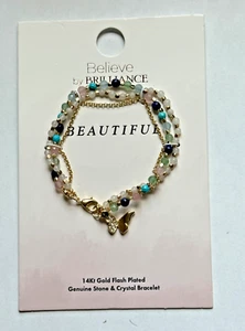BELIEVE BY BRILLIANCE 14K GOLD FLASH PLATED STONE & CRYSTAL BUTTERFLY BRACELET - Bild 1 von 1