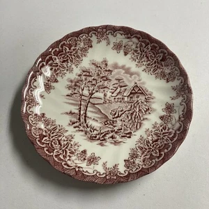 1 Churchill The Brook Chelsea Pink Red England  Coffee Tea Saucer Plate Cottage  - Picture 1 of 2