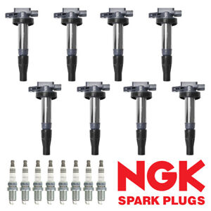 Ignition Coil & NGK Ruthenium Spark Plug Set for 2010 Jaguar XF 4.2L UF519