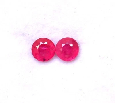 5 mm Certified Natural Ruby Round Pair 1.57 Cts Mozambique Loose Gemstones - Image 1 of 4