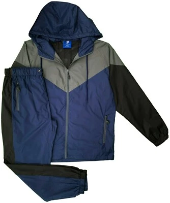 Chándal cortavientos para hombre con capucha forrado de malla para correr traje de gimnasio Foto 1 de 4