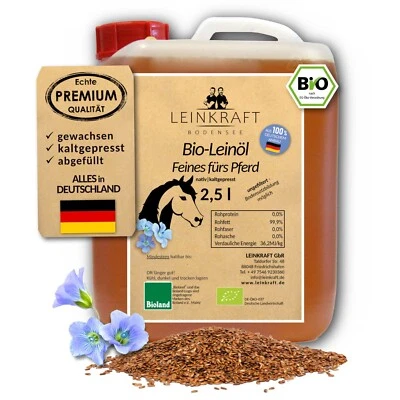 BIO Leinöl für Pferde kaltgepresst ohne Zusatz Mühlenfrisch aus DE Leinsaat - Bild 1 von 4